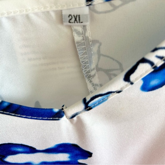 New 2 piece dress set maxi woman size 2xlarge flowered blues wedding/shower - Picture 7 of 14